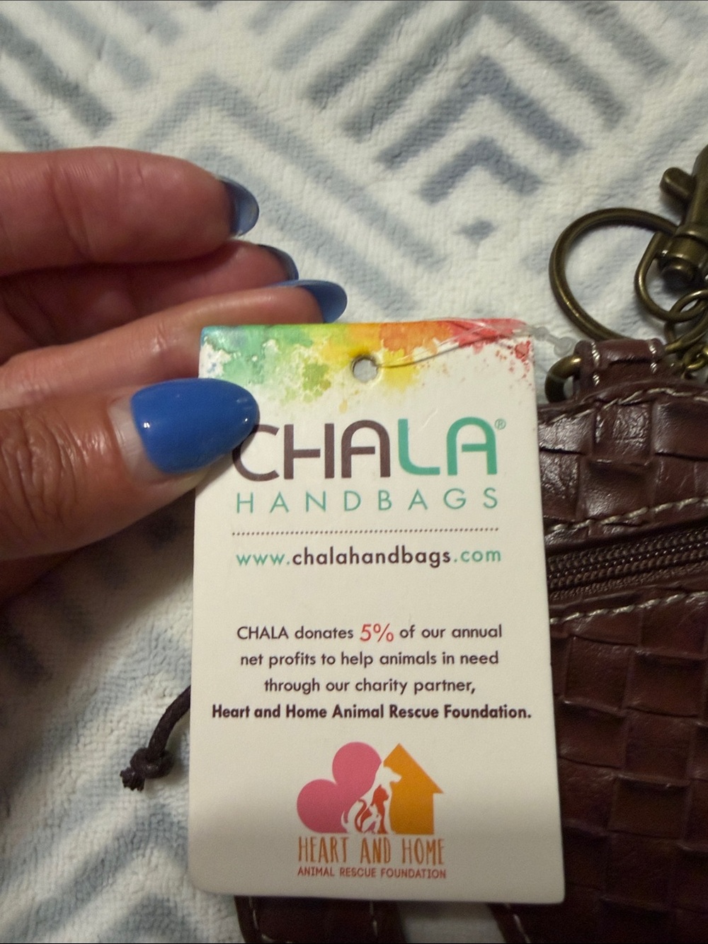 Chala Elephant Keychain/Bagcharm in Beige with Brown and Green Accent NWT - Picture 4 of 7